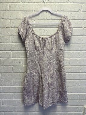 Hollister Light Lavender Paisley Romper with Puff Sleeves